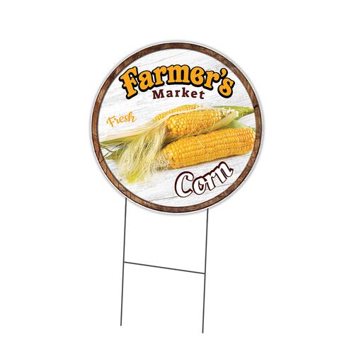 SignMission C-24-CIR-WS-Corn Corrugated Plastic Sign with Stakes 24 in