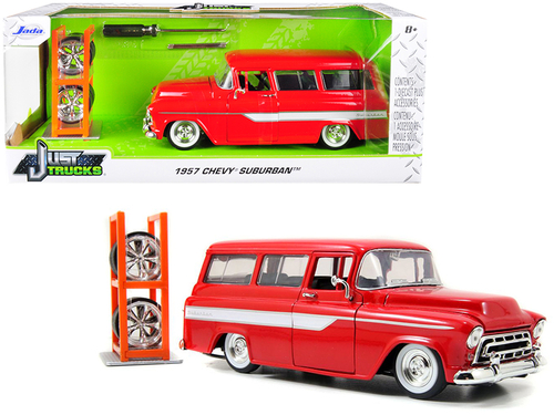 1957 Chevrolet Suburban Red with White Stripes and Extra Wheels \Just