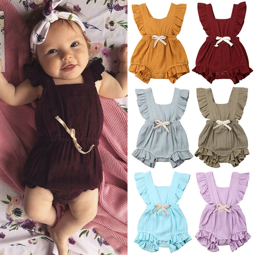 Cotton Kids Sleeveless Bowknot Rompers Newborn