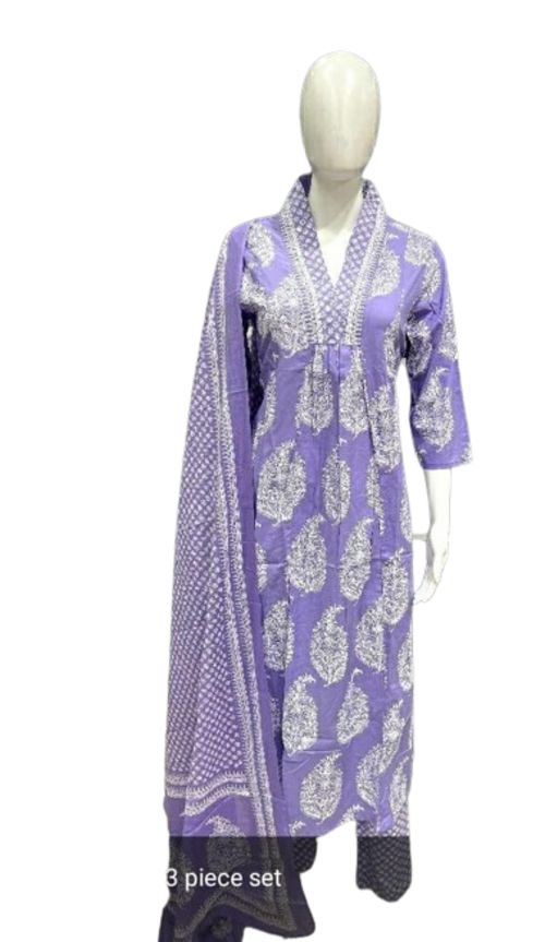 Pure Cotton Stiched A-line Suit With Malmal Dupatta  Size Xl Color