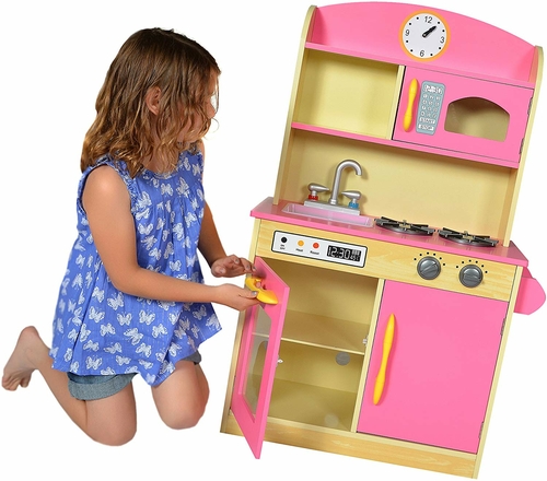 Teamson Kids Interactive Pink Wooden Play Kitchen