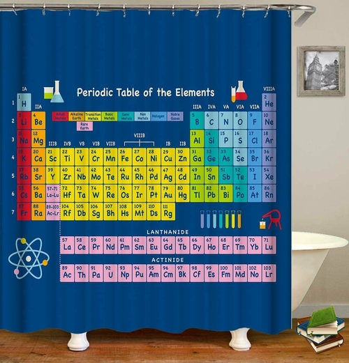 Periodic Table Of Elements Blue Background Shower Curtain