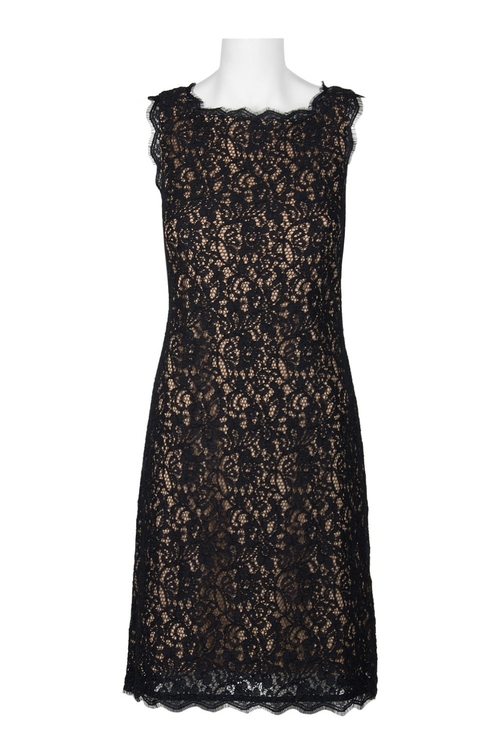 Adrianna Papell Scalloped Boat Neck Sleeveless Zipper Back Bodycon