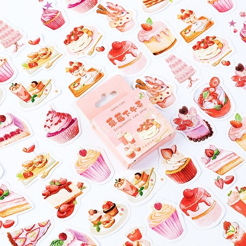 46PCS/PACK Cute Strawberry Dessert Cake