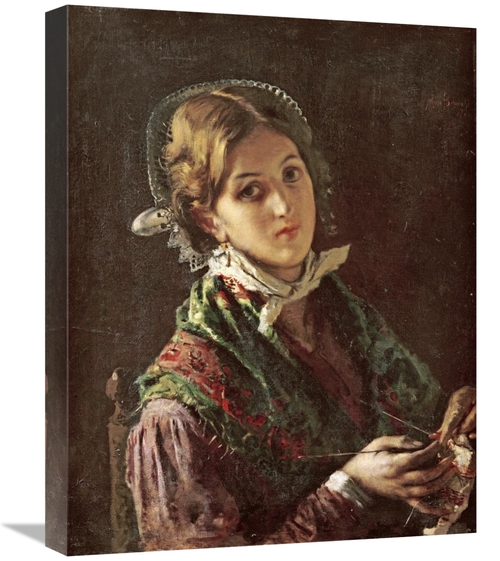 Global Gallery GCS-267698-22-142 22 in. A Woman Knitting Art Print - M