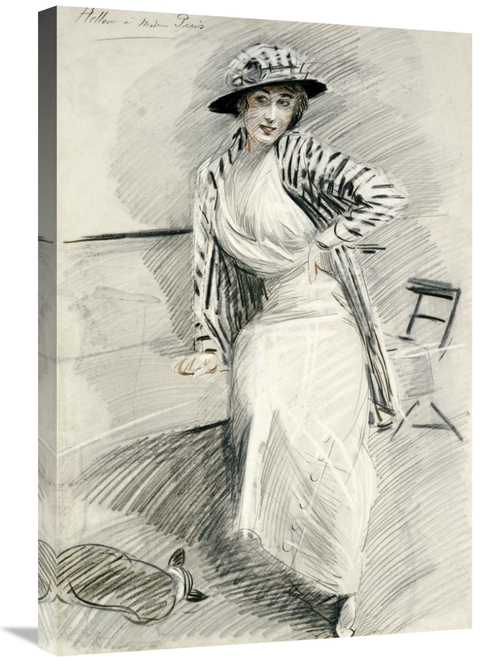 Global Gallery GCS-268081-30-142 30 in. Madame Paris Sitting on Bench 