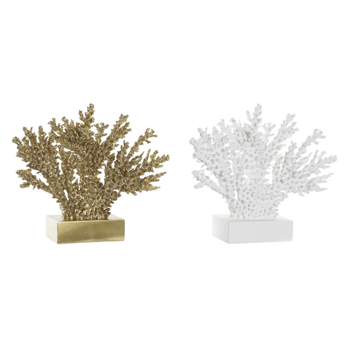 Decorative Figure DKD Home Decor 34 x 10 x 27,5 cm Golden Coral White