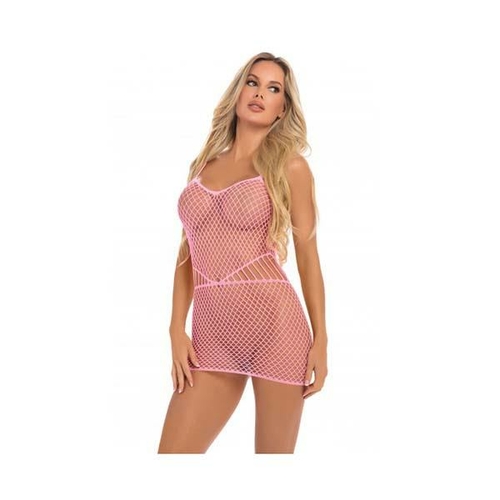 Roll Up Net Mini Dress Pink