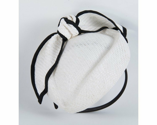 White & black pillbox with bow