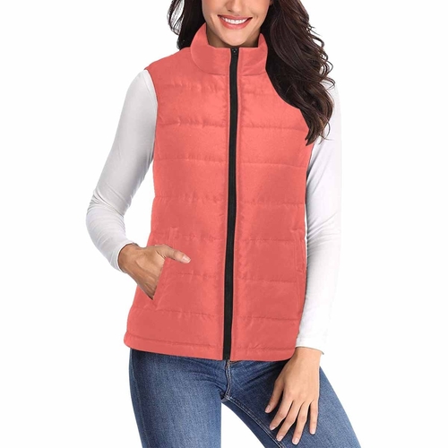 Womens Puffer Vest Jacket / Pastel Red