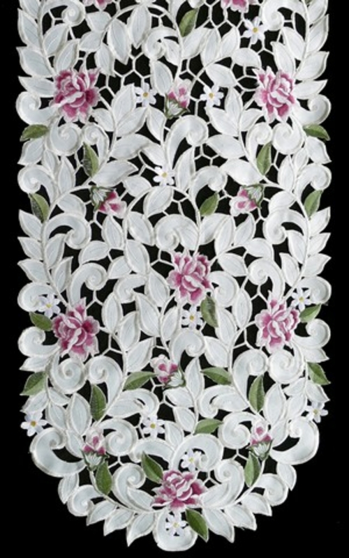 Sinobrite H7662-RS Purple Cottage Rose Oval Placemat- 12 x 18 in.