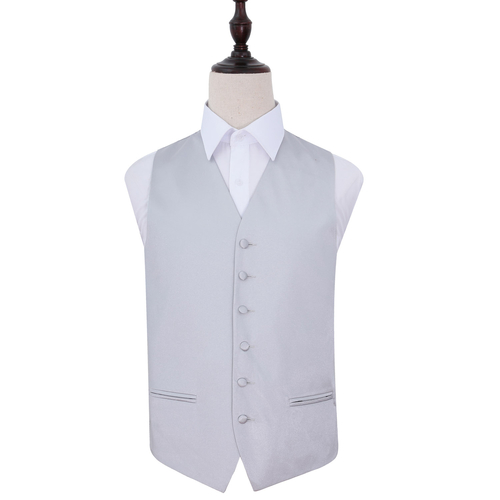 Plain Satin Waistcoat - Silver, 38'