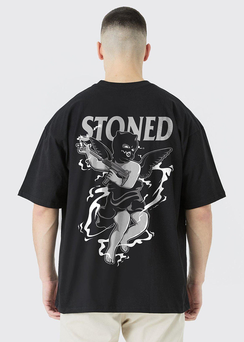 Devil Stoned Men Oversized Printed T-Shirt