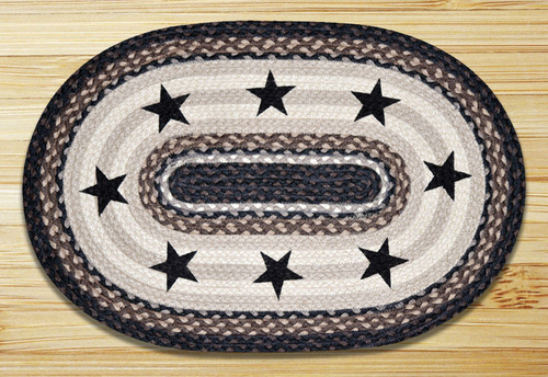 Earth Rugs 48-313BS Black Stars Oval Placemat