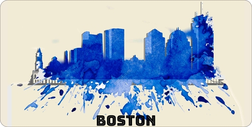 City Of Boston License Plate Watercolor Art