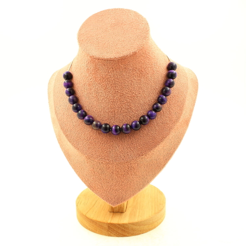 Purple Tiger's Eye 8 mm 20 beads necklace.