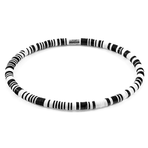 White - Black Benjamin Silver and Vinyl Disc SKINNY Bracelet