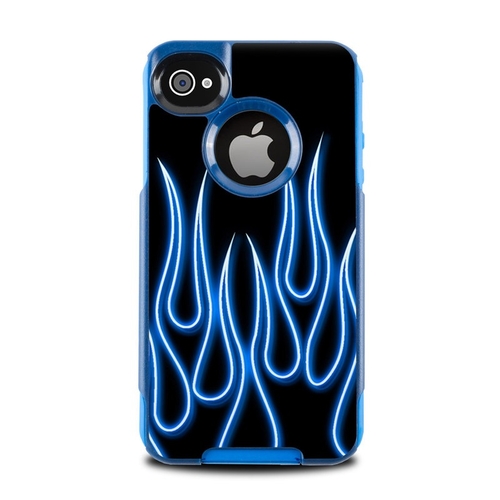 DecalGirl OCI4-NFLAMES-BLU OtterBox Commuter iPhone 4 Skin - Blue Neon
