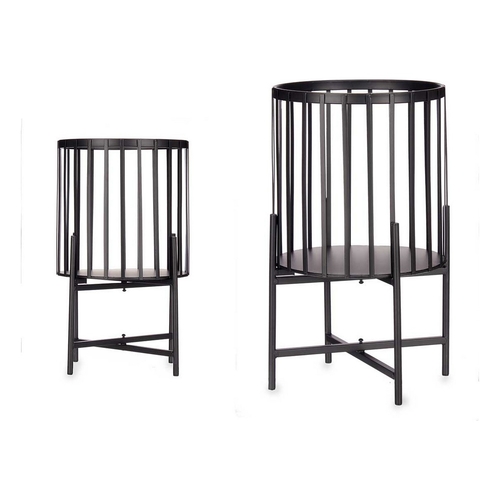 Set of planters 2 Pieces Bars Black Metal