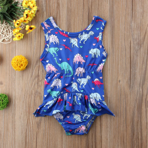 Lovely Newborn Baby Girl Cartoon Dinosaur Ruffle