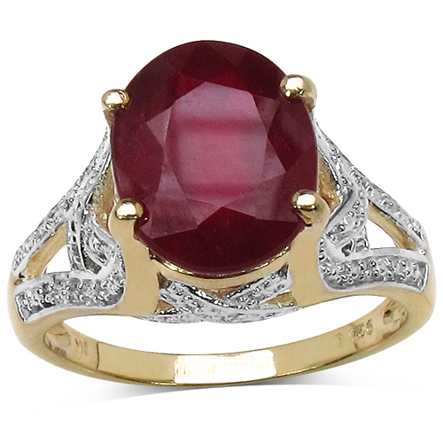 14K Yellow Gold Plated 4.00 Carat Genuine Ruby .925 Sterling Silver