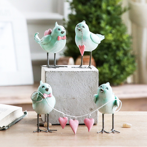 1 Pair Bird Figurine Couple Gift Shabby Style