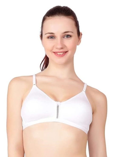 Full Coverage Women Non Padded Wired Free Bra, White Cup Size-B