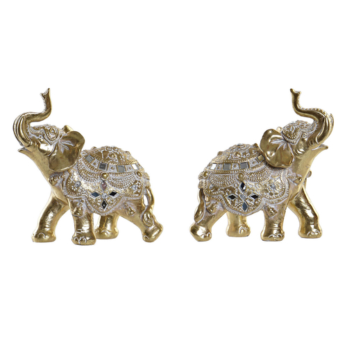 Decorative Figure DKD Home Decor Elephant Golden Colonial 20 x 8 x 20