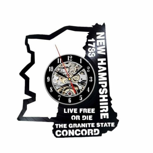 NEW HAMPSHIRE STATE USA HANDMADE VINYL RECORD WALL CLOCK