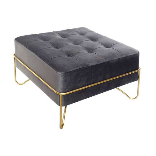 Bench DKD Home Decor   Foam Grey Golden Metal Polyester Velvet MDF