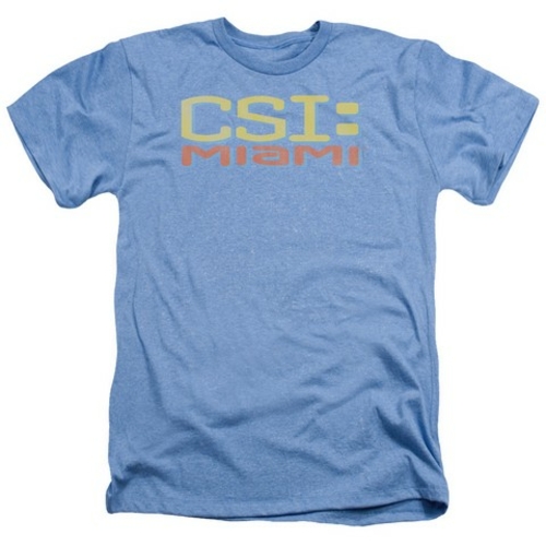 Trevco Csi Miami-Logo Distressed - Adult Heather Tee - Light Blue- 2X