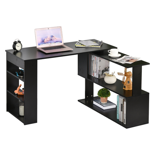 HOMCOM 360°  L-Shaped Rotating Corner Desk PC Workstation Student