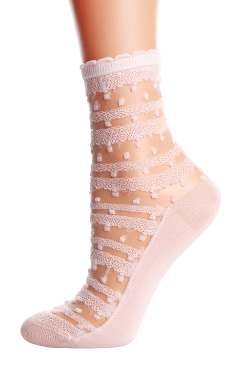 ANTONINA sheer light pink socks for women