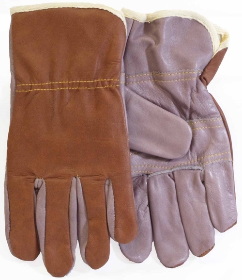 Misc 743 Leather Mens Work Gloves with Palm, Cloth Lined Brown & P