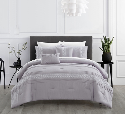 Chic Home BCS37039-BIBTX-US 7 Piece Bryent Comforter Set, Lilac - 