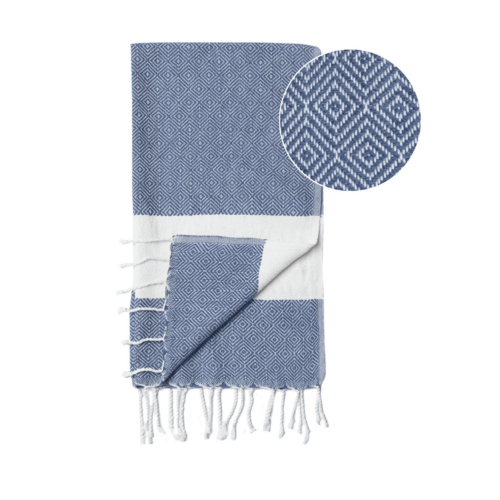 Beach Spa Turkish Hammam Towel Diamant Blue