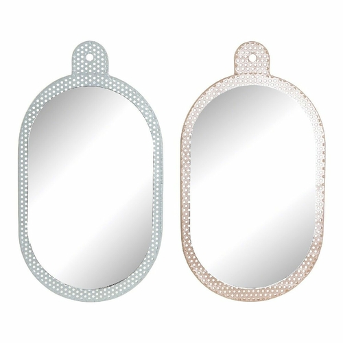 Wall mirror DKD Home Decor White Pink Metal Crystal 22 x 1,5 x 40 cm