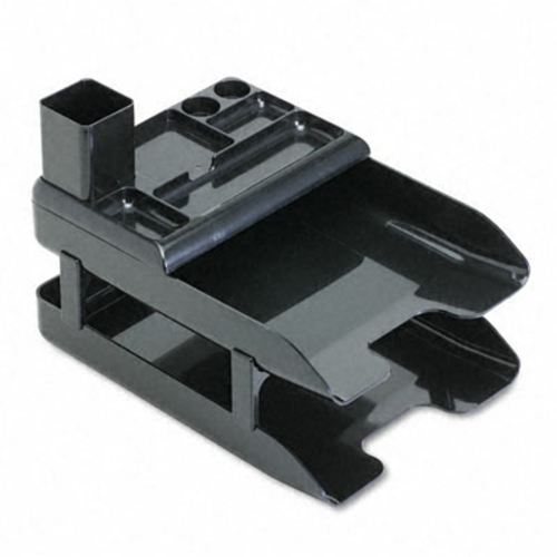 Deflect-O 583004 Corporate Desk Tray Set  Two-Tier  Plastic  Metallic 