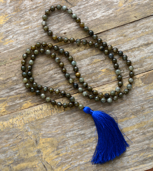 108 Beads Mala Necklaces 8MM Labradorite Long