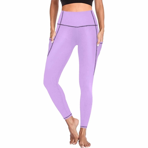 Womens Leggings with Pockets - Fitness Pants / Mauve Purple