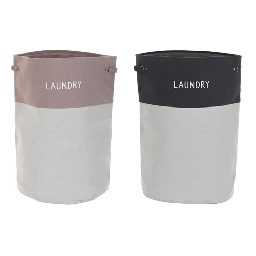 Laundry basket DKD Home Decor Black Pink Grey 45 x 45 x 60 cm (2