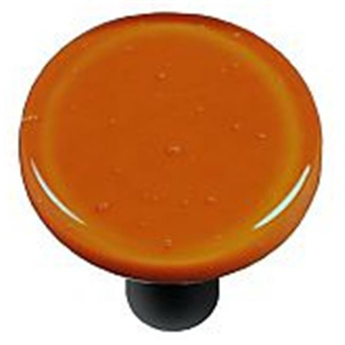 Hot Knobs HK1044-KRB Burnt Orange Round Glass Cabinet Knob - Black Pos