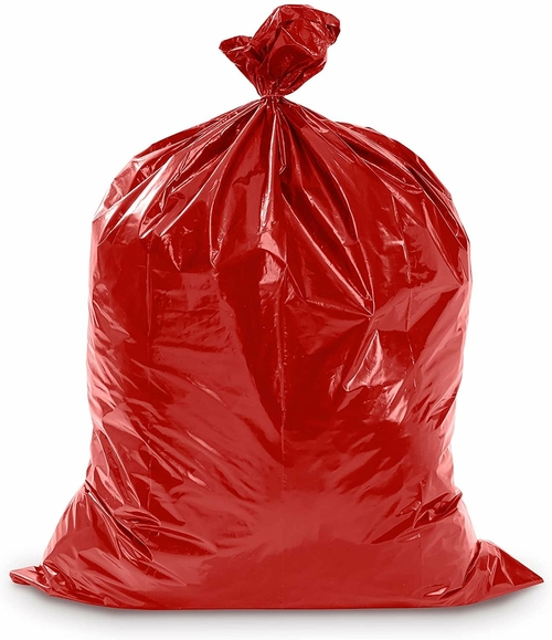 Pack of 1000 Open Ended Disposal Bags, red 6 x 9. High-Density