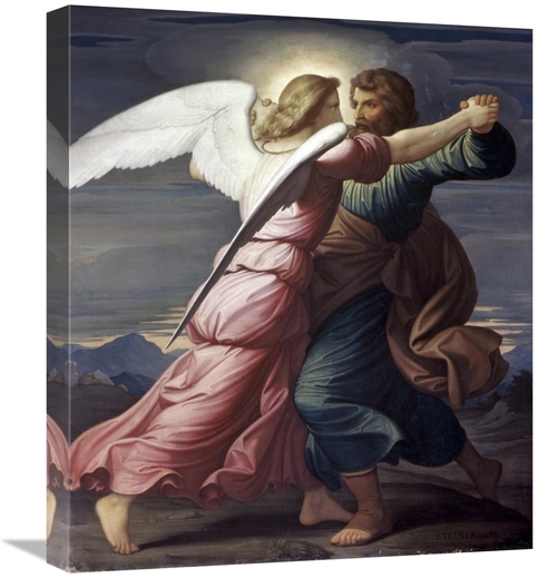 Global Gallery GCS-283339-22-142 22 in. Jacob Wrestles with an Angel A