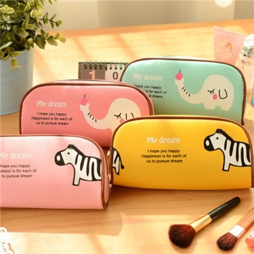Newest Cute Kawaii Zoo Pencil Cases Pu Leather