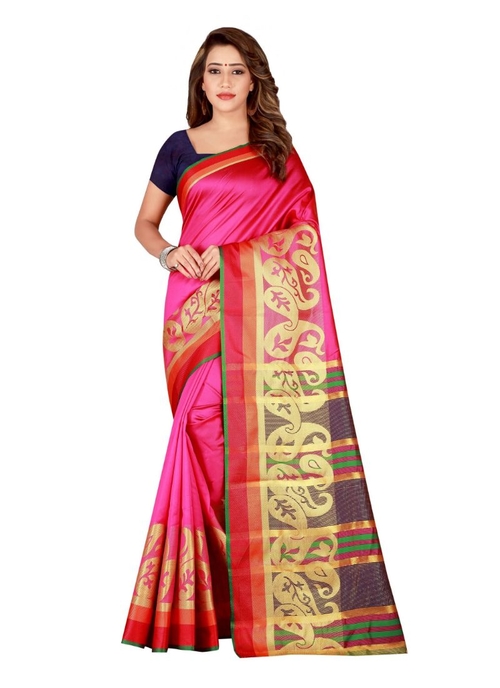Generic Women's Poly Silk Saree with Blouse