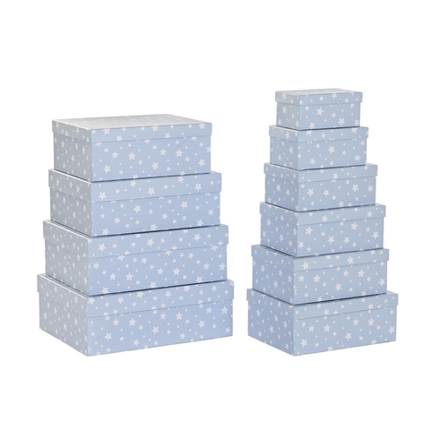 Set of Stackable Organising Boxes DKD Home Decor White Sky blue