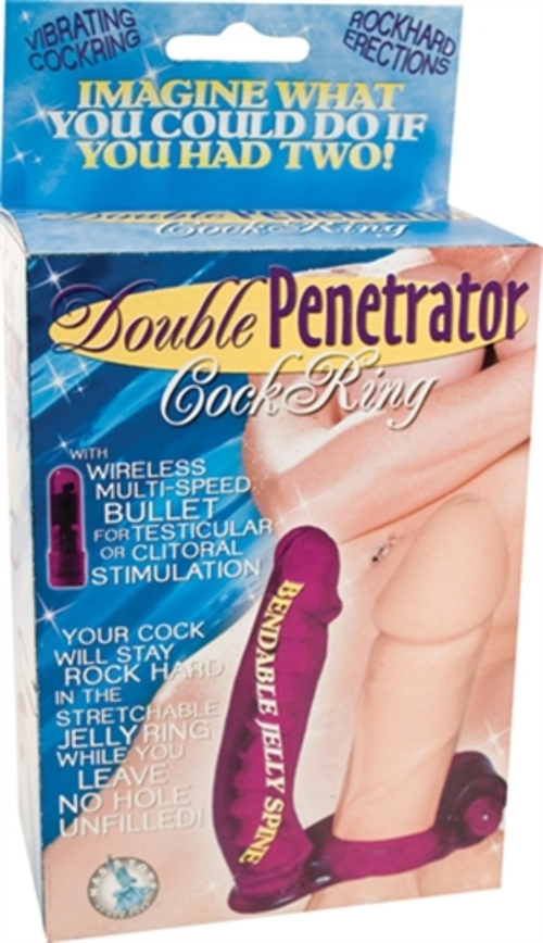 Double Penetrator Cock Ring - Purple