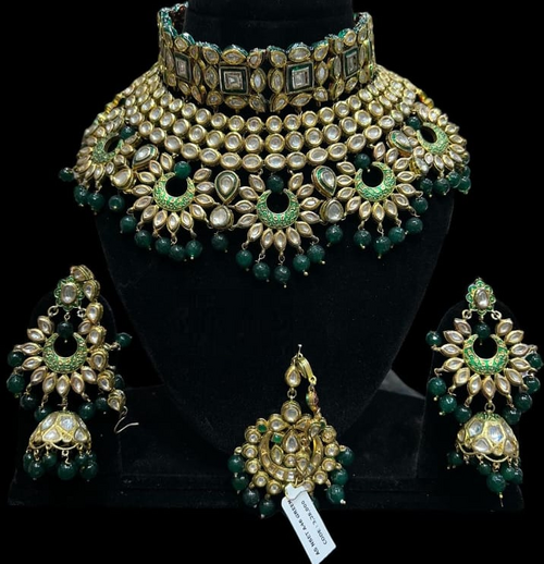 Alloy Gold-plated Green Jewel Set