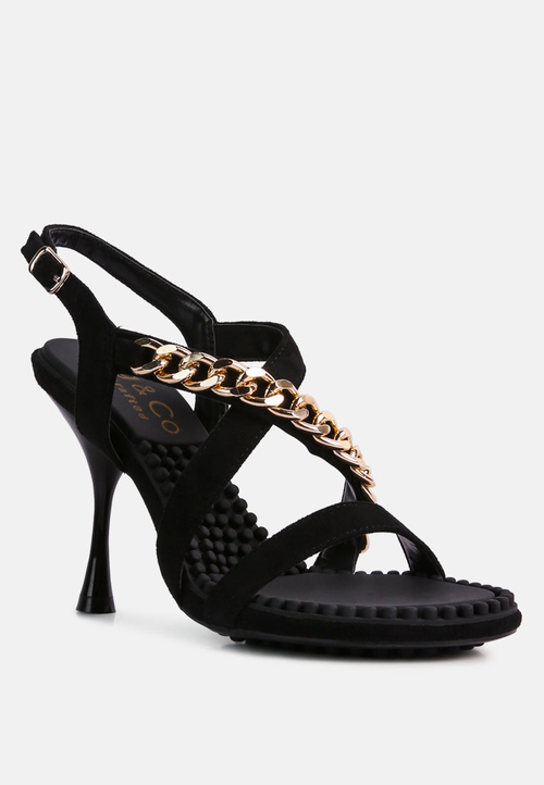 Domeda Metal Chain Mid Heel Sandal